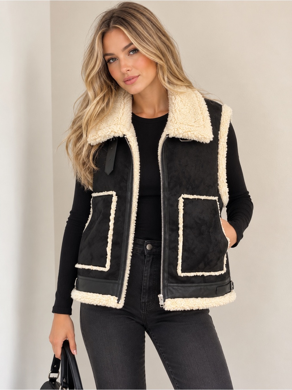 NWOT Rebecca minkoff Sherpa lined vest size medium